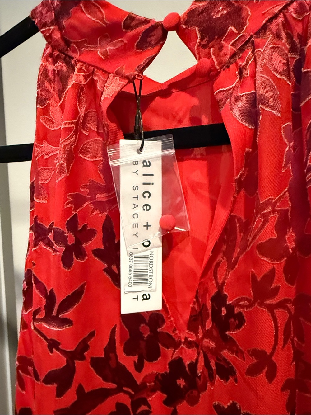 Alice + Olivia Red Floral Halter Neck Blouse - NWT - Picture 4 of 4